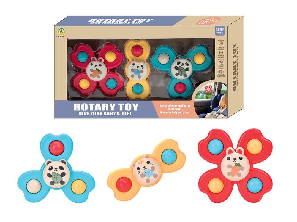 Baby Sensory Fingertip Rotating Toy with Music Sounds Cartoon Fun Suction Cup Spinner Baby Stroller Rotary Early Educational Toy