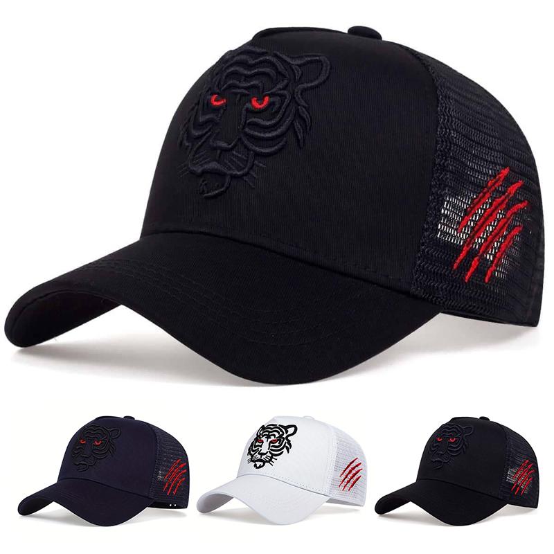 Unisex Tiger Head Embroidery Baseball Net Caps Spring And Autumn Outdoor Adjustable Casual Hats Sunscreen Hat Sports Golf Cap