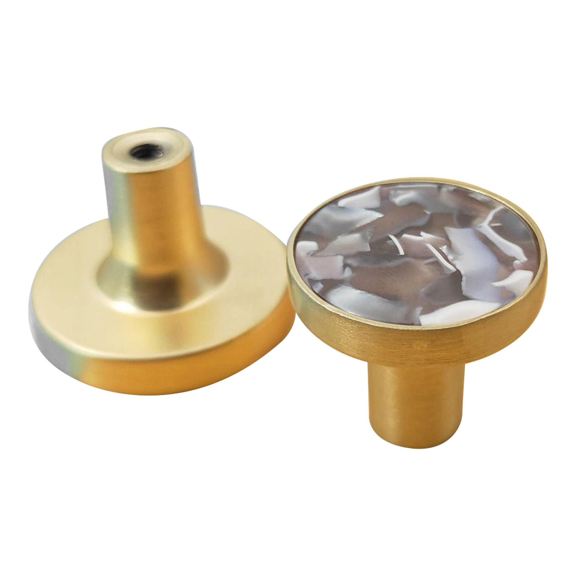 

Zinc Alloy Shell Marble Texture Furniture Round Handle Drawer Wardrobe Cabinet Door Knob, 22mm Screw S Shell Stone