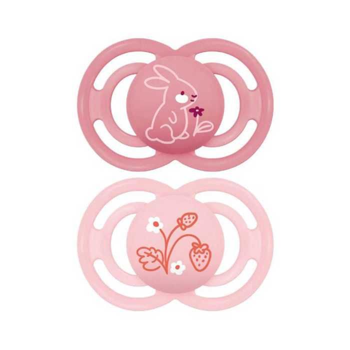 Sucettes-MAM Sucette Perfect Animaux - 18+ Mois - Silicone - X2 (Modèle : Lapin et Fraises)
