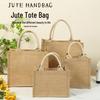 Hand-Painted Muji Jute Burlap Tote Bag for Christmas