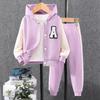 3-8Y Fall/Winter Boys Long-Sleeve Hooded Kids' Sportswear Set Color-Block A-Line Hoodie Set