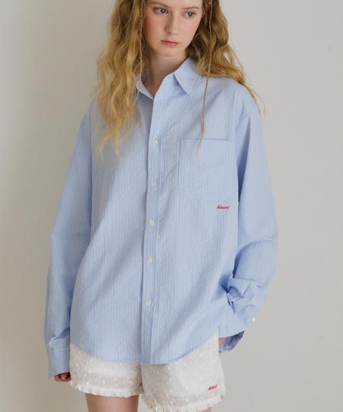 HEEARI Daisy Oversized Striped Shirt_Blue
