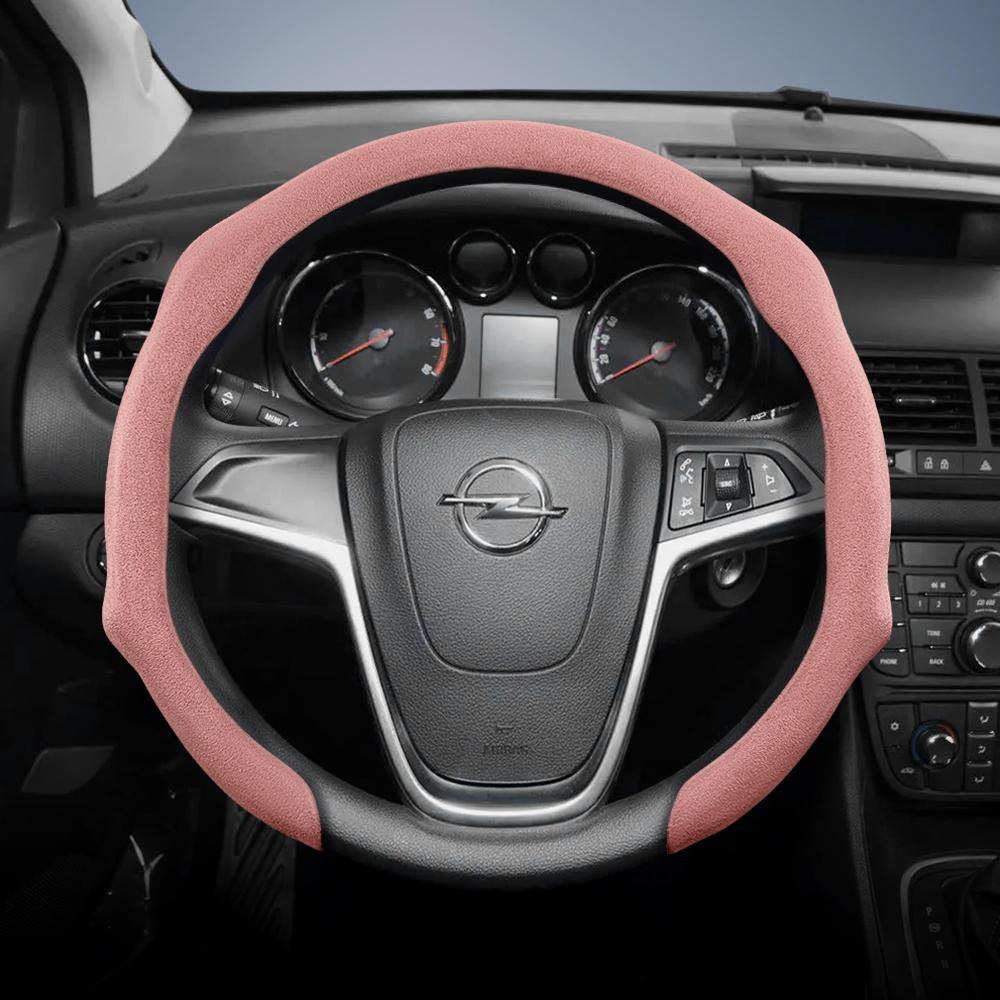 Convient pour Opel Housse de Volant Premium en Daim à Clipser, Antidérapante et Durable, Volant Rond et en Forme de D Disponibles