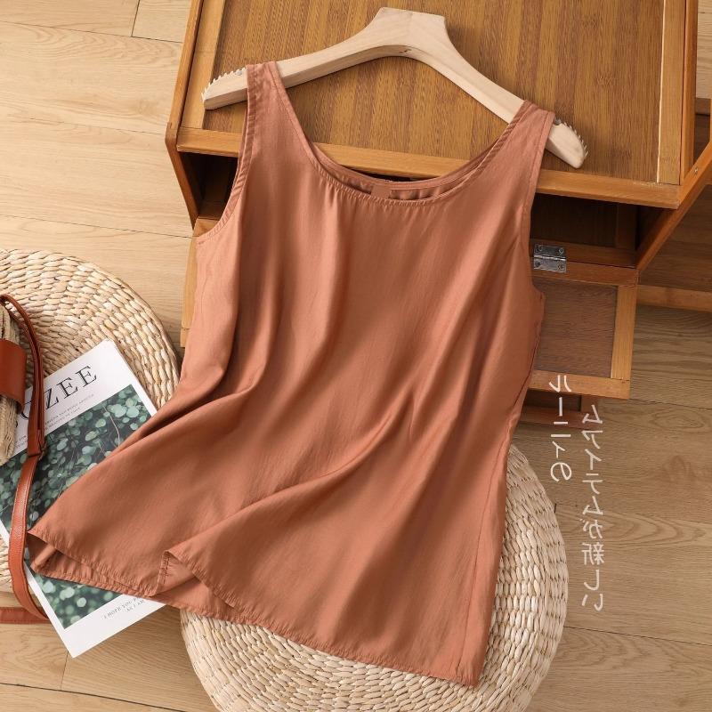 Womens Linen Cotton Solid Gray Cami Top Casual Sleeveless A Line Tank Top M коричневый