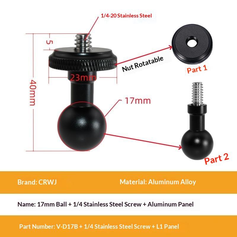 Aluminum 15Mm/17Mm/19Mm/20Mm/25Mm Ball Head Adapter To M6 1/4 Bolt For Motorcycle Phone Holder Car Bracket Camera Stand