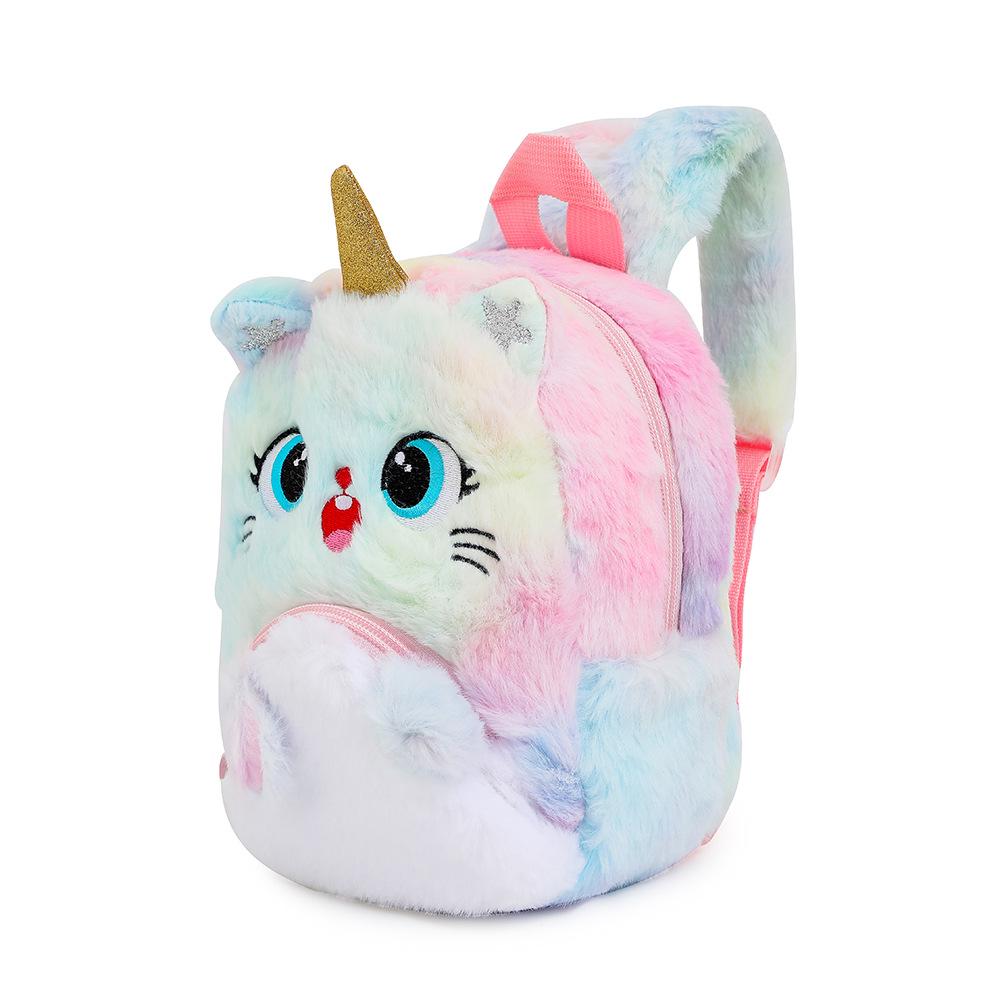 Cartoon Unicorn Plush Backpack with Big Eyes for Little Girls