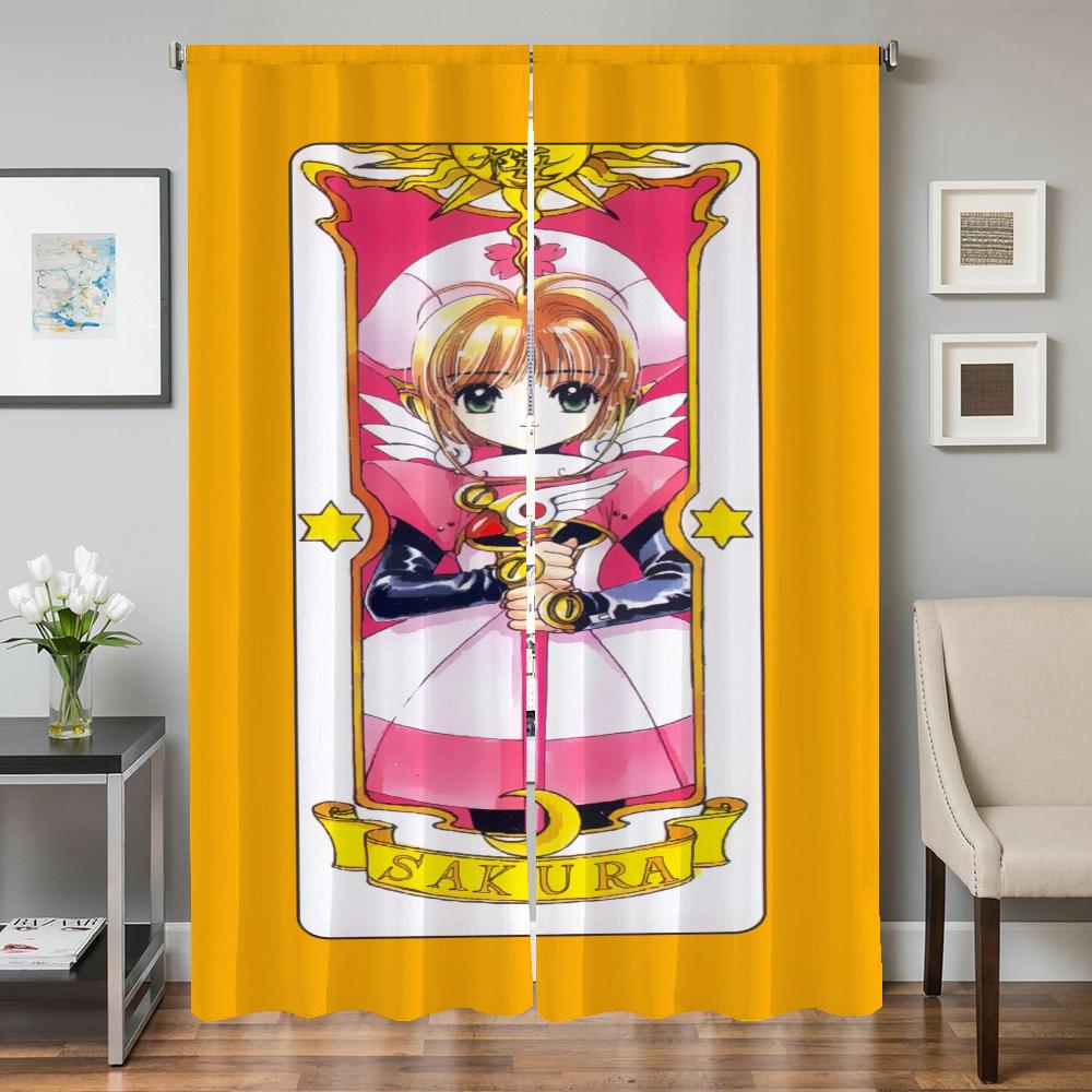 Kitchen Curtains for Living Room 2 Pieces Blackout Curtains Door Curtain C-cardcaptor S-sakura Bedroom Decoration Partition Home