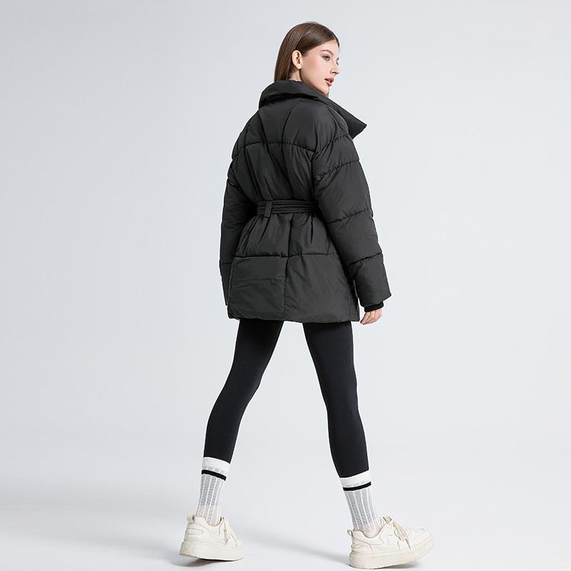 Høst Vinter Varm jakke Dame Ensfarget Slank Medium Lang Krage Kåpe Parkas Yttertøy M-XXL