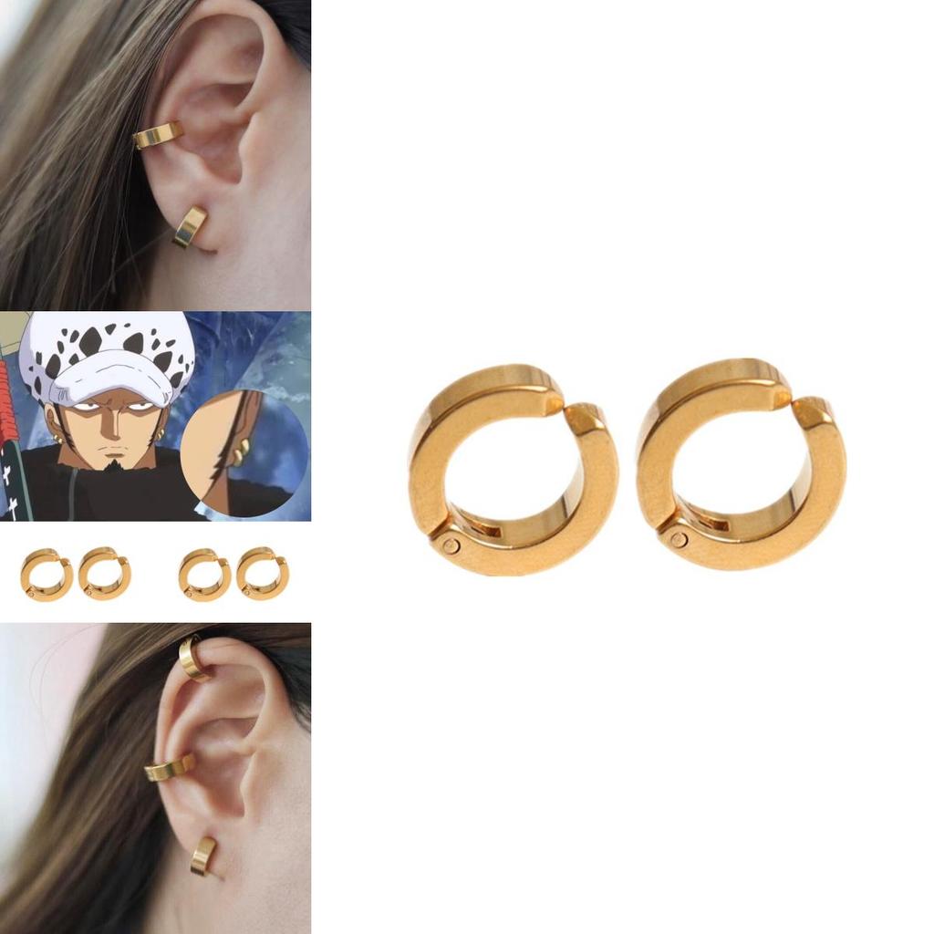 Kreisförmige Clip-Ohrringe im One Piece Stil für nicht durchstochene Ohren aus Titanstahl Hip Hop Stil