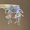 Exaggerated Silver Needle Flower Cluster Round Earrings - Trendy Vacation Style