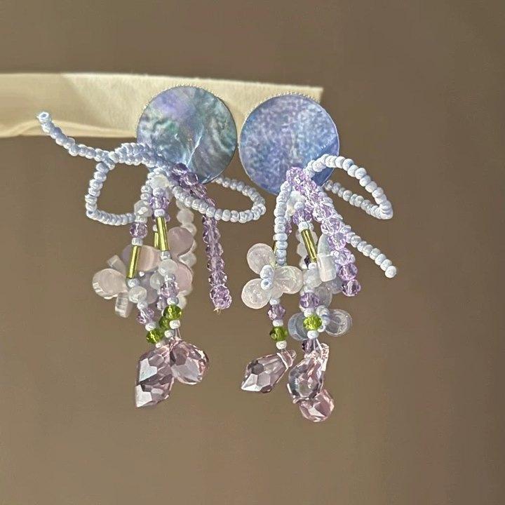 Exaggerated Silver Needle Flower Cluster Round Earrings - Trendy Vacation Style