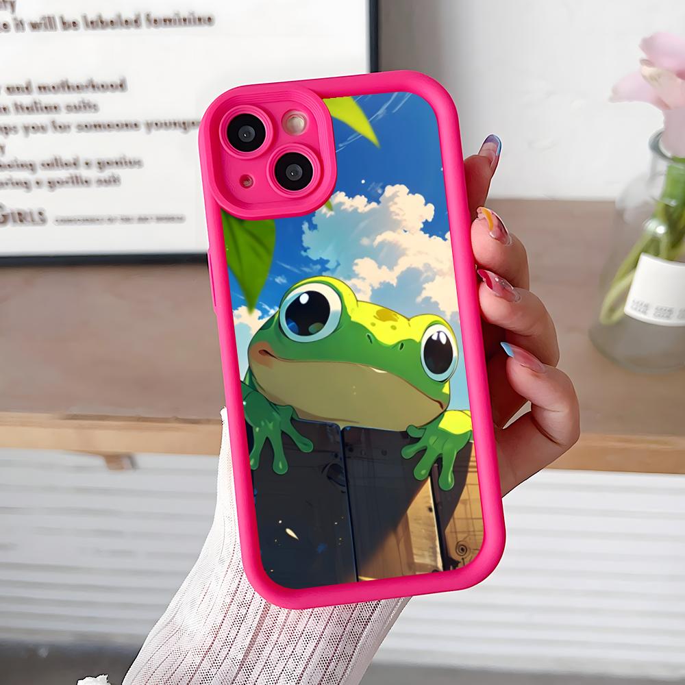

Kawaii Frog Phone Case for iPhone 17 16 15 14 13 12 11 Air Pro Max Plus Red Soft TPU Shockproof Cover iPhone 14 Plus