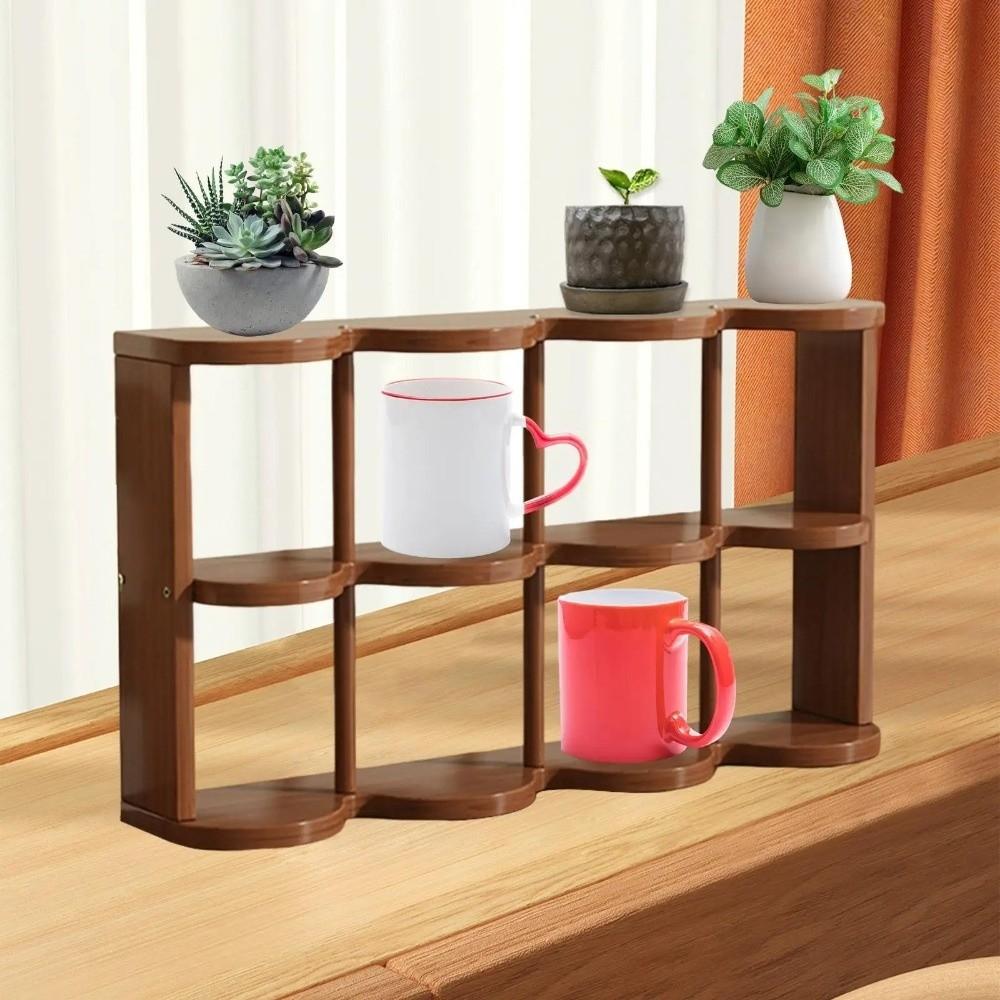 Modern Multi-Grid Cup Storage Shelf Wooden Cup Display Rack Wood Storage Rack Home Accessory