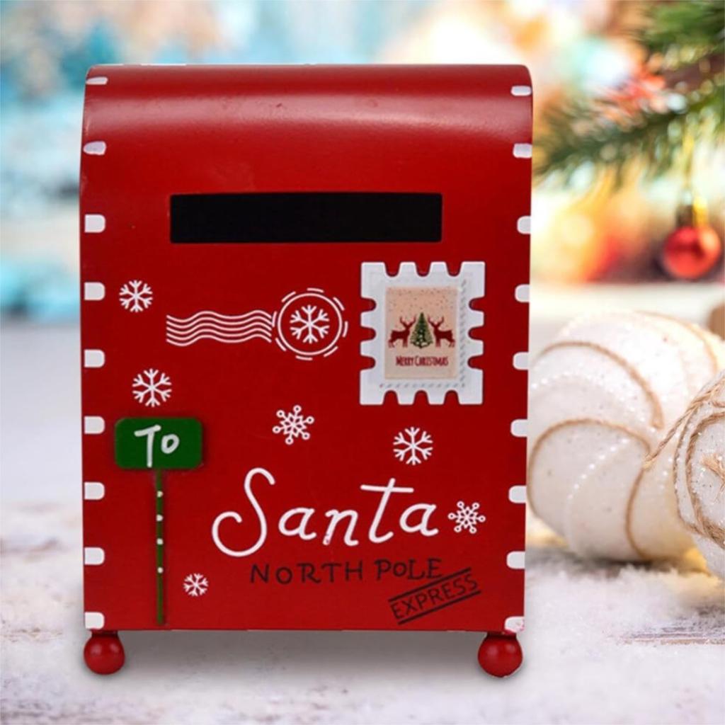 Christmas Mailbox For Letters To Santa, Festive Outdoor Metal Holiday Mail Letter Collector, North Pole Express Decorative Mailbox