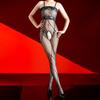 Women Sexy Jumpsuit Sexy Mesh Plaid Lace Bodysuit Open Crotch Stockings Ultra Thin Transparent Floral Embroidery Body Pantyhose