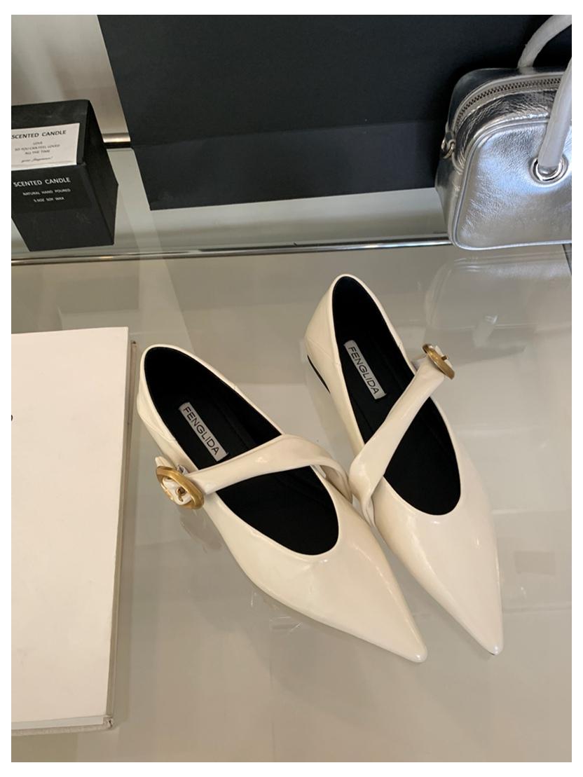 

2025 Spring Vintage Women Pointed Toe Mary Jane Shoes Fashion Shallow Flats Heels Dress Shoes Soft Ballet Casual Loafers Zapatos 35