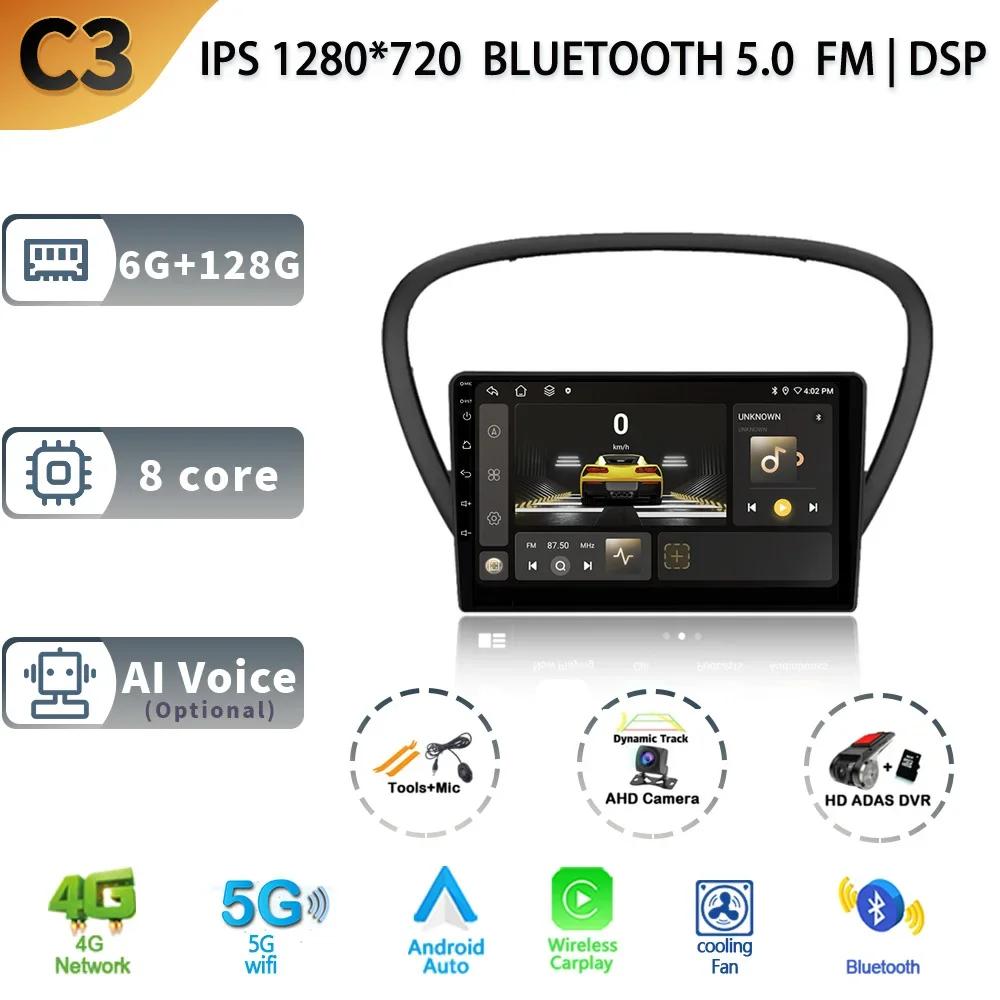 Android 13 Car Radio Wireless Carplay For Peugeot 607 2004 -2010 5G Stereo Multimedia GPS Navigation Head Unit Screen