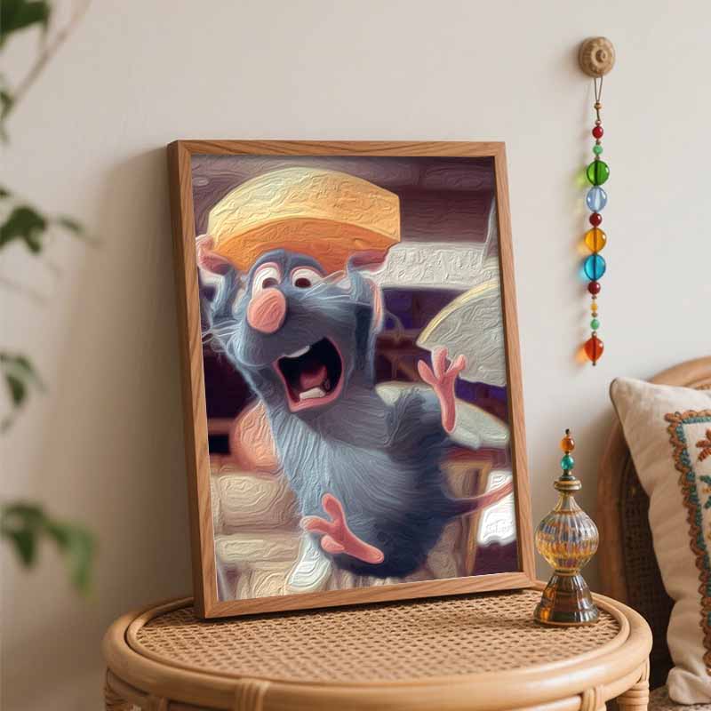 Disney Digital Oil Painting Ratatouille Remy Holding Cheese Painting Art Handmade Diy Gift Home Decoration