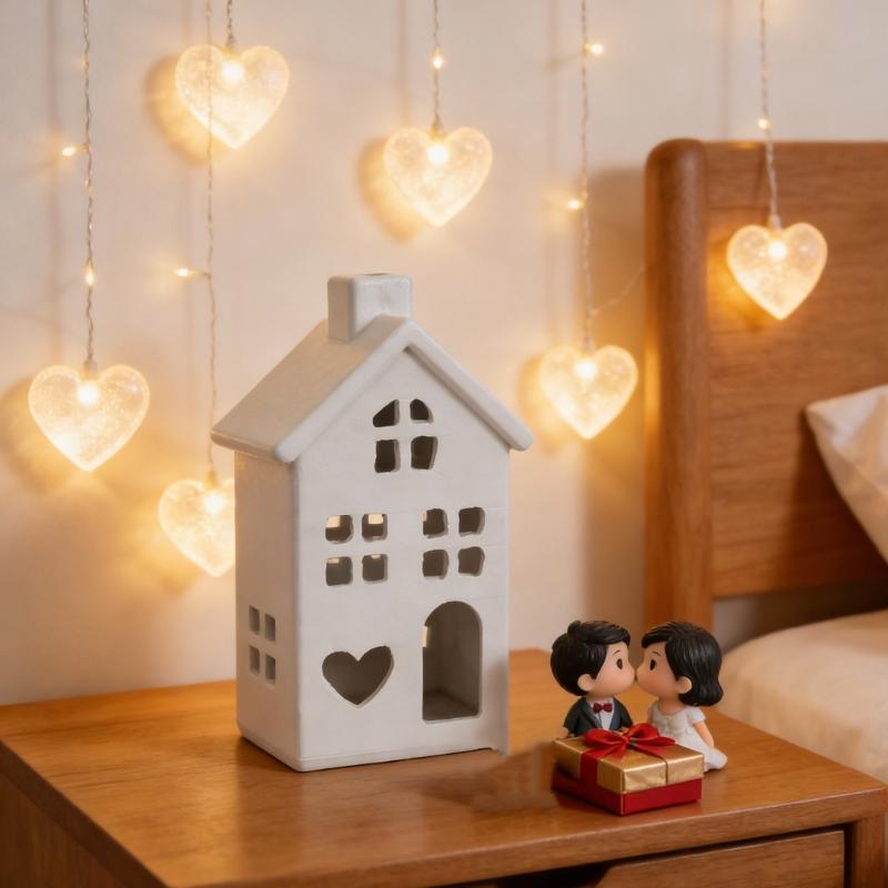 Hollow Mini House Tealight Candle Holders,Decorative Candle Holders for Table Centerpieces Christmas Home Decorations