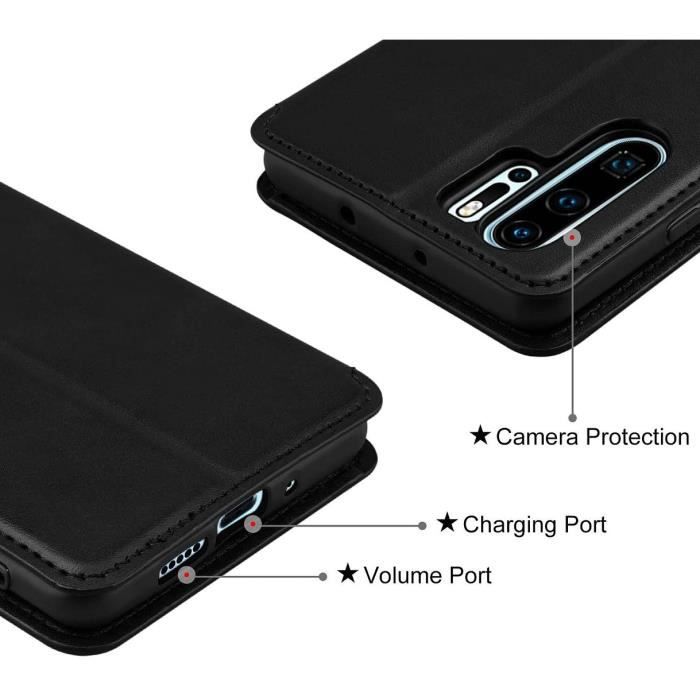 Coque - E.F.CONNECTION - Pour Huawei P30 Pro - Effet Cuir - 2 Verres Trempés - Grande Protection Intense