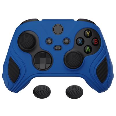 PlayVital siliconen hoes voor Xbox Series zacht rubberen hoes voor Xbox core met duimgripkap Editie Blauw Tweekleurige antislip X/S controller,