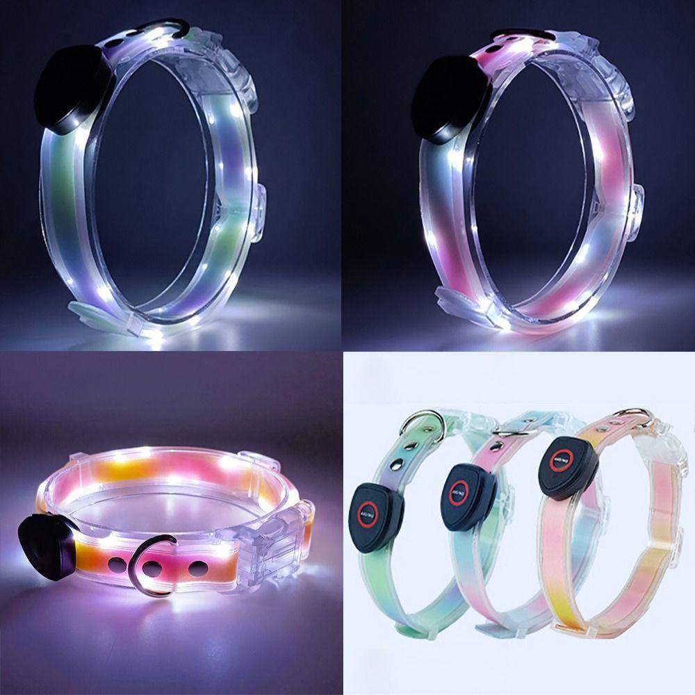 Durable Nylon LED Dog Collar 3 Lighting Modes Adjustable Pet Dog Leash Anti-lost PVC High-brightness Dog Collar Outdoo
