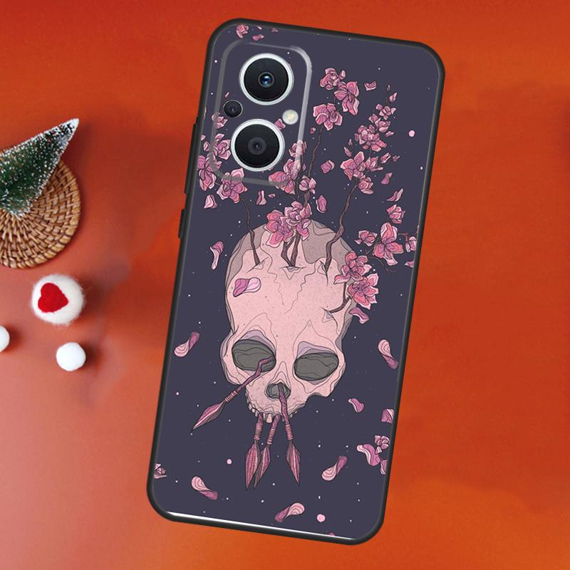 

Gothic Floral Skull Case For OPPO Find X9 X8 X5 X6 Pro OPPO Reno 14 12 10 13 Pro 14F 13F 12F 11F 7 8 Lite Cover OPPO Find X6 Pro