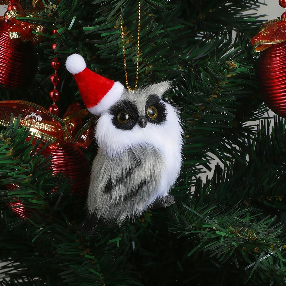 1Pc Cute Owl Mini White Black Simulation Furry Bird Ornament Decoration Adornment Simulation for Home Decor Christmas Pendant