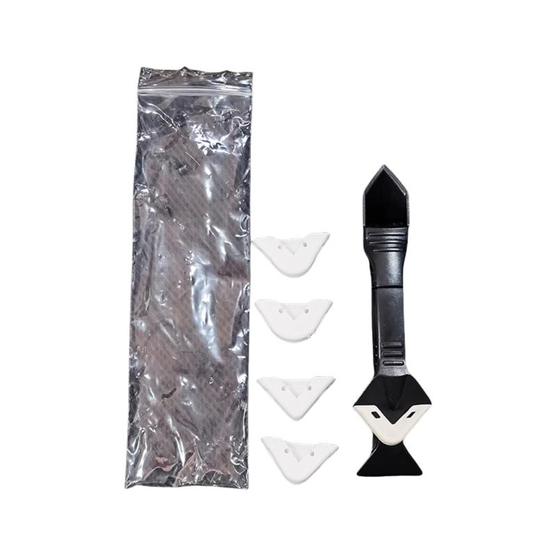 

Ergonomic Silicone Scraper Kit with Multiple Head for Precise Caulking Grout Removal Glass Glues Angle Scraper Tool