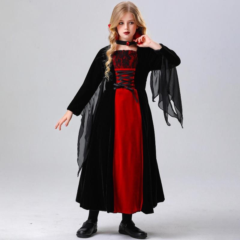 Alloween Devil Costume for Kids, Vampire Costume for Girls