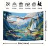 Realistic Dinosaur Tapestry, 150x100cm Prehistoric Waterfall & Mountain Wall Decor for Boys Room & Birthday Party