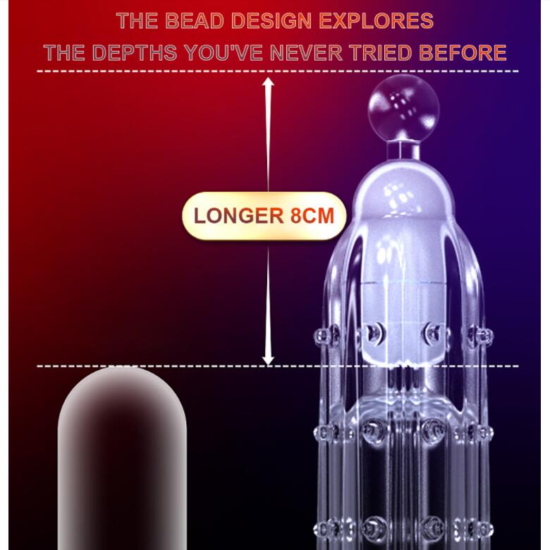 Highly Elastic Crystal Condom Reusable Penis Extender Sleeve Delay Ejaculation Penis Enlargement Intimate Goods Sex Toys For Men