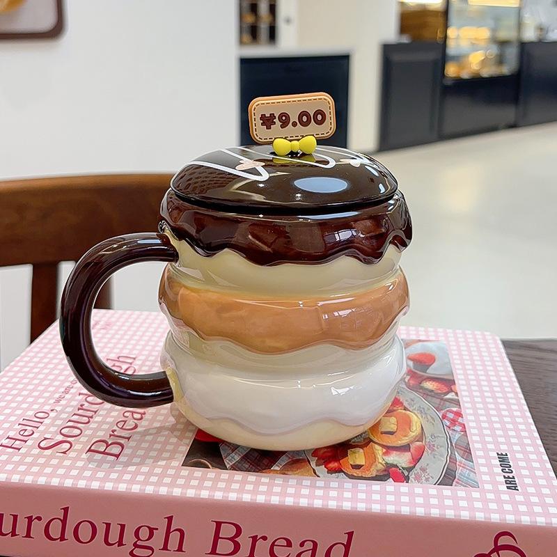 

Чашка для гамбургера с крышкой для перемешивания, высокоценная парная чашка для воды для девочек, кружка большой вместимости для кофе и завтрака для мужчин 520ML