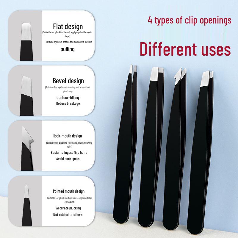 Stainless Steel Multi-purpose Tweezers: 96 Eyebrow Trimming, Beard Plucking, Hair Removal, Eyelash and Clip Tweezers.