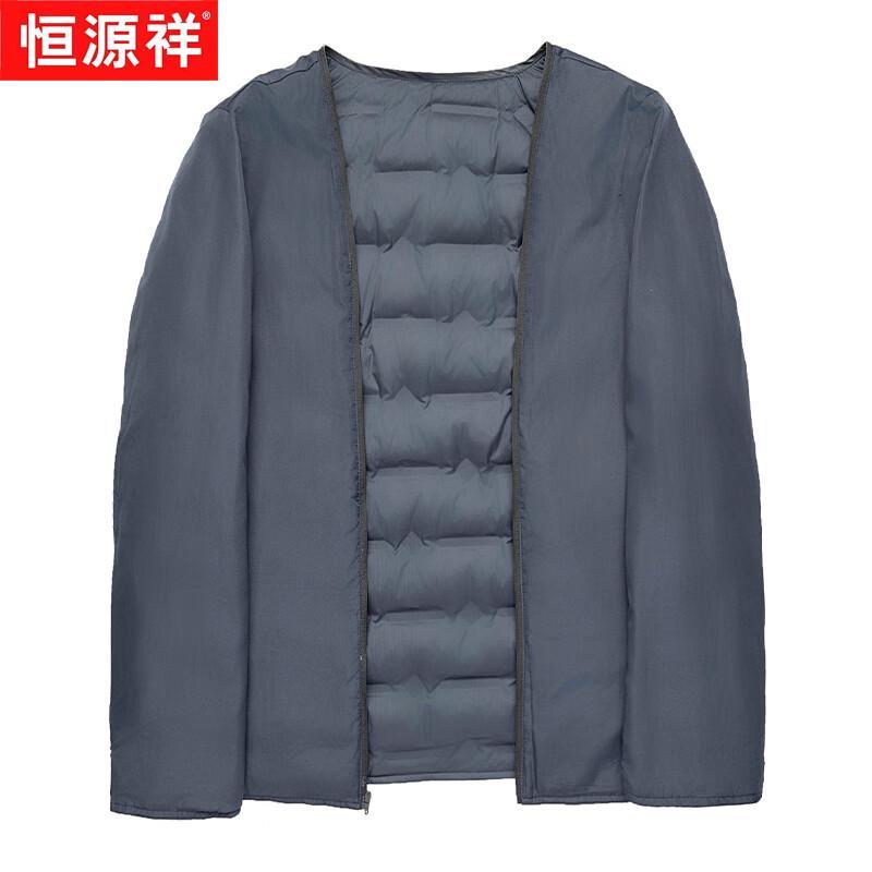 Hengyuanxiang Men's Winter Lapel Cashmere Wool Blend Down Jacket