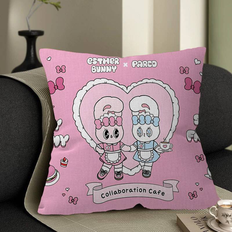 E-Esther Bunny Cartoon Cushion Cover Decorative Pillow Sofa Home Decor Case Pillow Cases