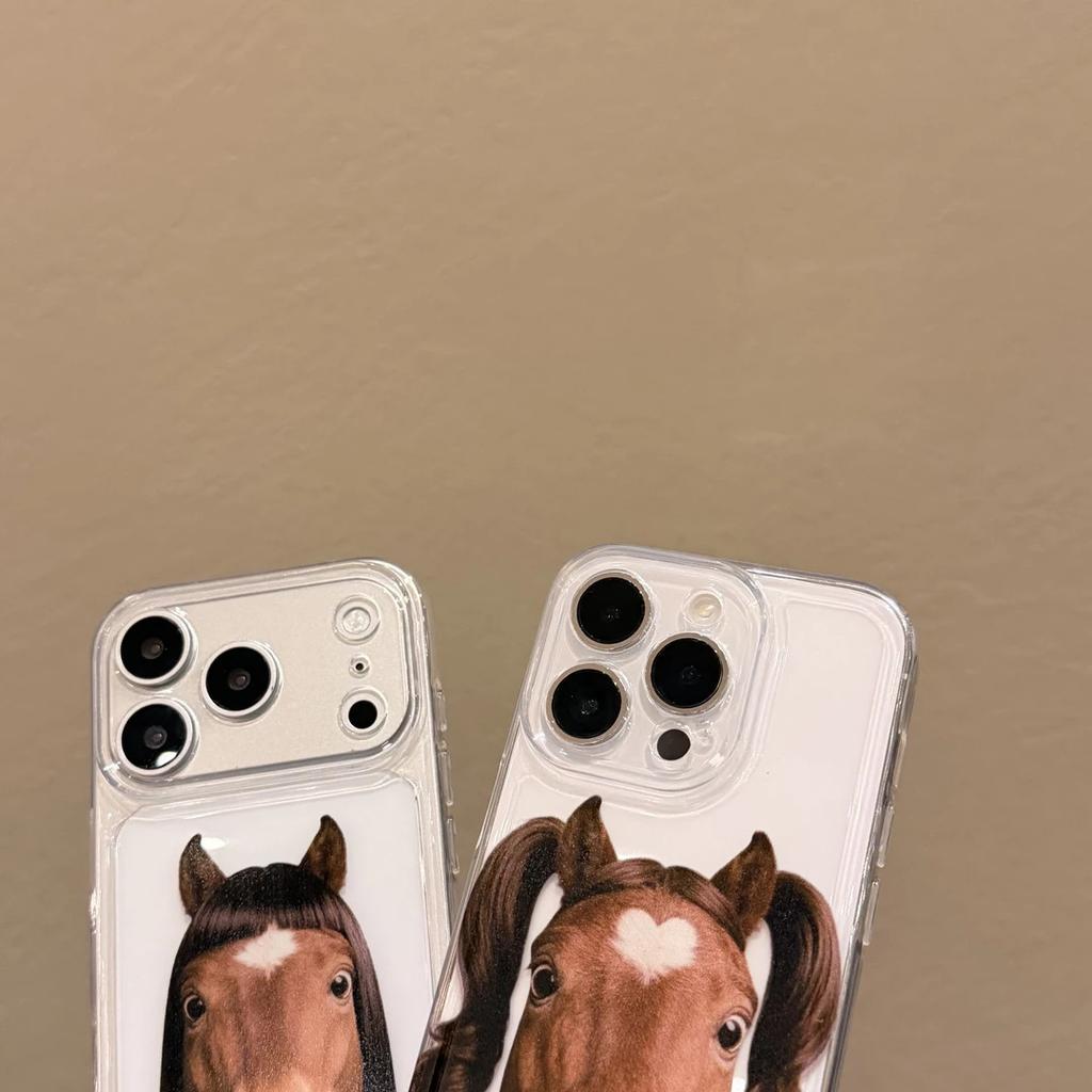 Fun Funny Abstract Horse Applicable To Apple 17Promax Mobile Phone Case IP16/15/14 Transparent 13 Space Case 12