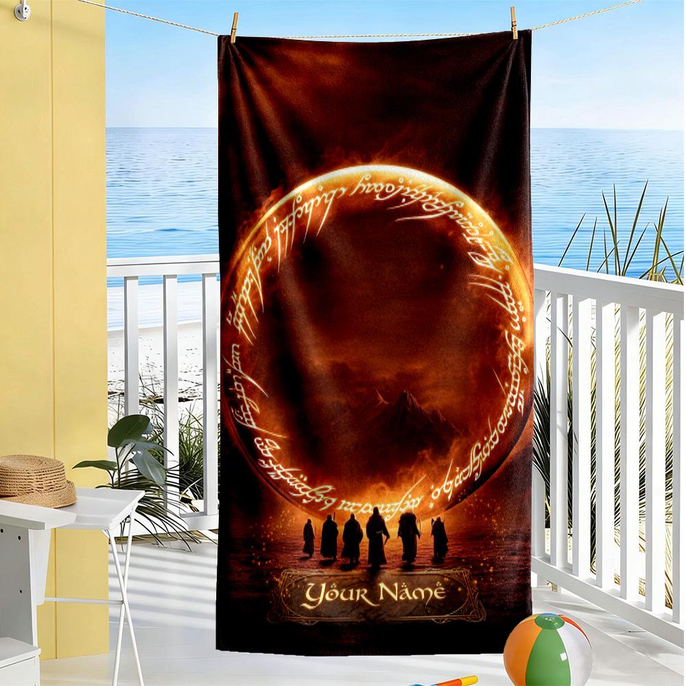 Lord Rings Personalized Text Beach Towel High Absorbency & Quick-Dry Perfect for Traveling Yoga Camping and Swimming