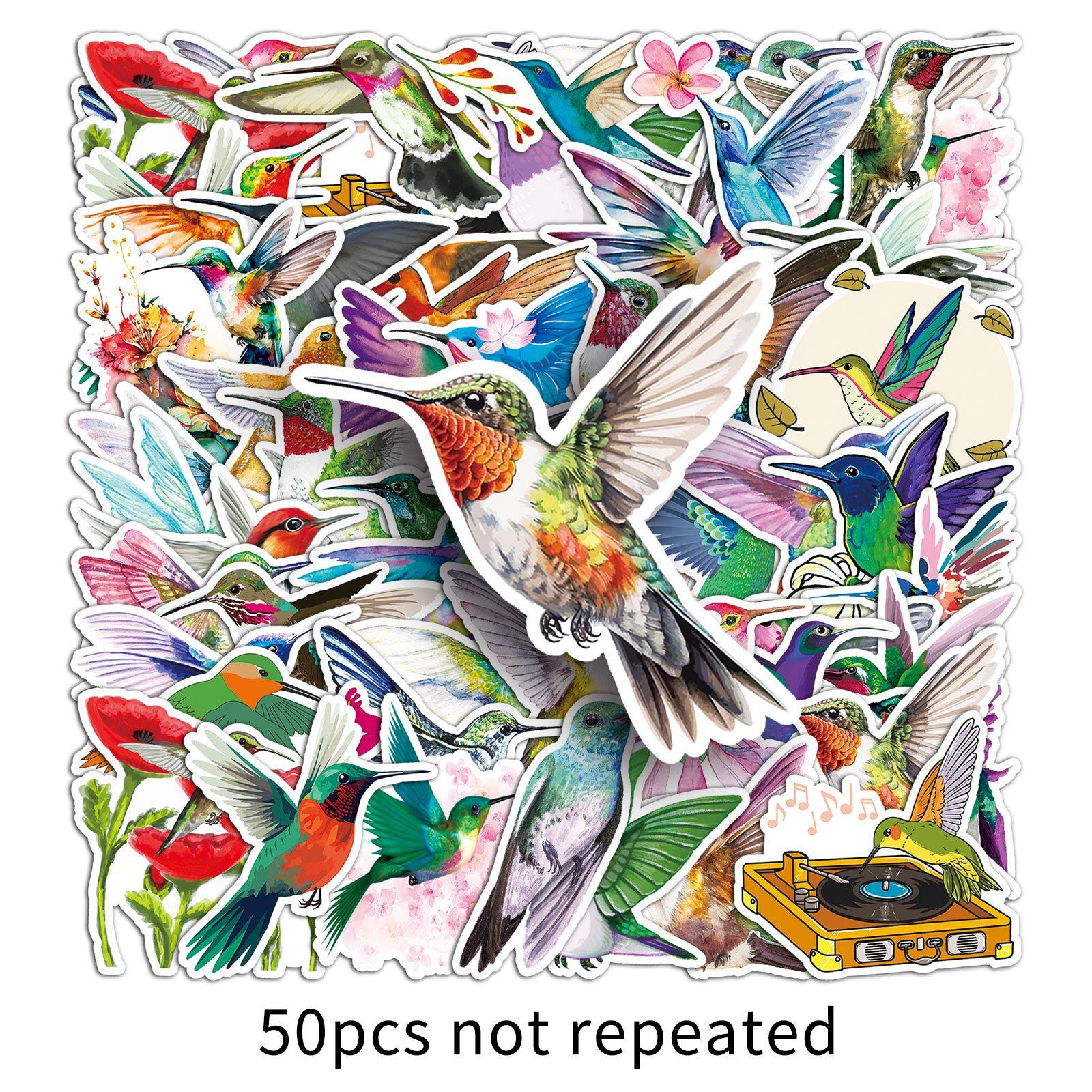 

50 Hummingbird Doodle Stickers Personalized Cartoon Watercolor Bird Decoration Mobile Phone Case Suitcase Water Cup Stickers
