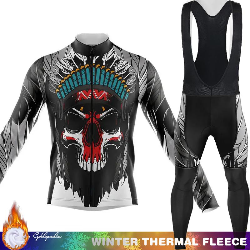 Men's Cycling Jersey Winter Thermal Fleece Biking Clothes Triathlon Road Bikes Man Outfit Long Sleeve Shirt Bicycle Clothing Set