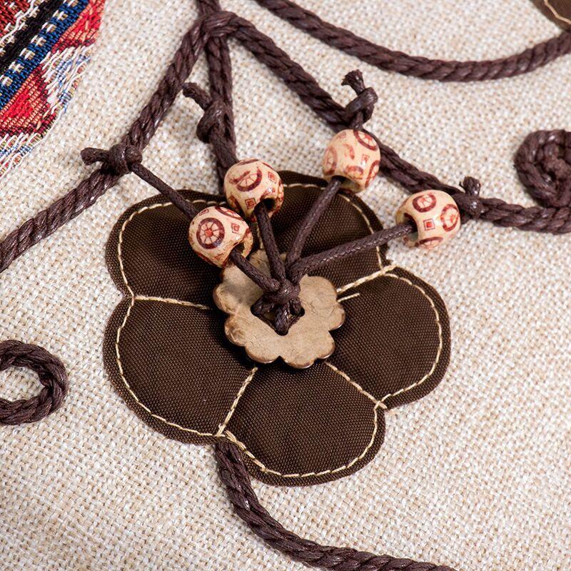 Vintage Linen Handbag for Women National Style Top -Handle Bag Middle-aged Womens' Shoulder Bag Art Tote Mother Purse