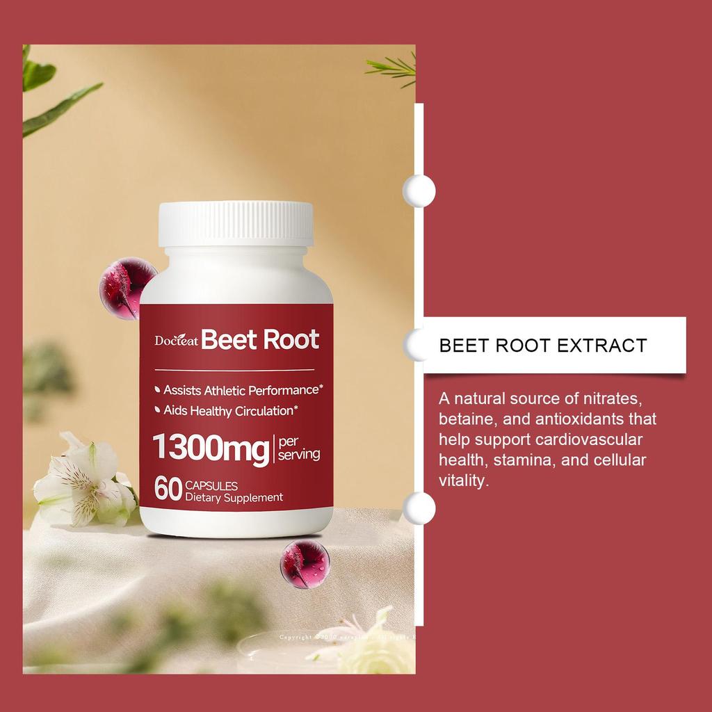 Racine de Betterave, 1300mg, Soutien Énergie & Circulation, 60 Comprimés, 1 PIÈCE
