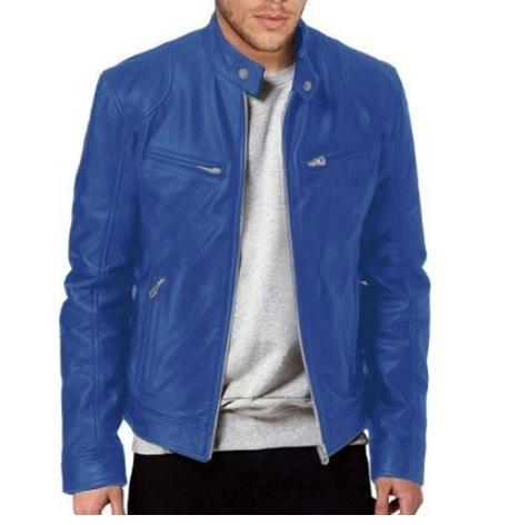 Southern winter warm button fashion domineering locomotive men's multi-pocket PU jacket stand-up neck zipper cardigan leather jacket