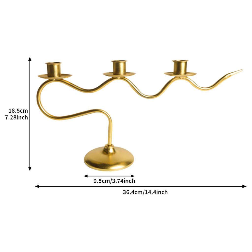 Iron Candle Holder Candelabra Home Candles Stand Fireplace 3 Arm Candlestick