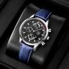 Men'S Watch Strap Date Luminous Quartz Watch Non-Mechanical Trinocular