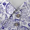 Women's Casual Fashion Printed Long Sleeve Lapel V Neck Button Pullover Top