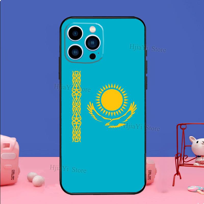 Kazakhstan flag Phone Case For iPhone 16 15 11 12 13 14 Pro Max Mini X XS XR Plus SE2 Funda Coque Capa Cover