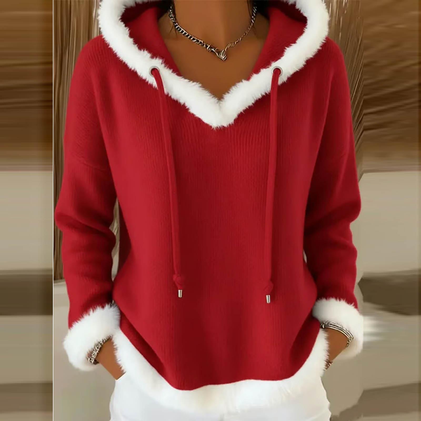 

Женская модная повседневная толстовка с длинным рукавом, принтом и круглым вырезом XL красный