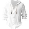 Spring and Summer Men's Hooded T-shirt Solid Color Cotton Linen Men's Casual Long Sleeved Top